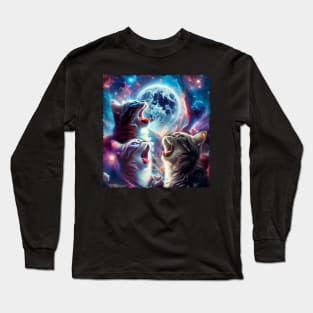Whisker Wonders Embrace the Extraterrestrial with Cat UFO Fashion Long Sleeve T-Shirt